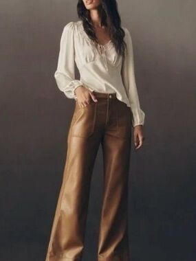 Anthropologie Pilcro Rylan Vegan Leather Flare Pant